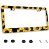 Sunflower License Plate Frame Stainless Steels Yellow Sunflowers Car Tag Holder Frames With 2 Holes And Screws 12 X 6 Inch Decoration For US Vehicles