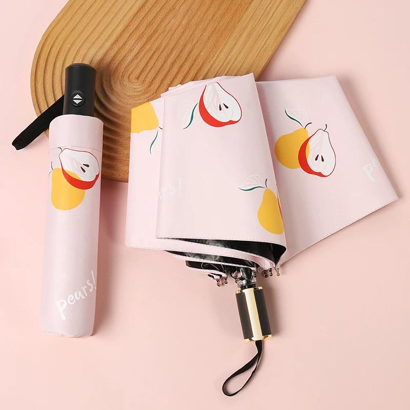 Automatic Umbrella Ins Style Men's and Women's Dual-Use Black Glue Sun Umbrella Sun Protection UV Protection Folding Sun Umbrella
