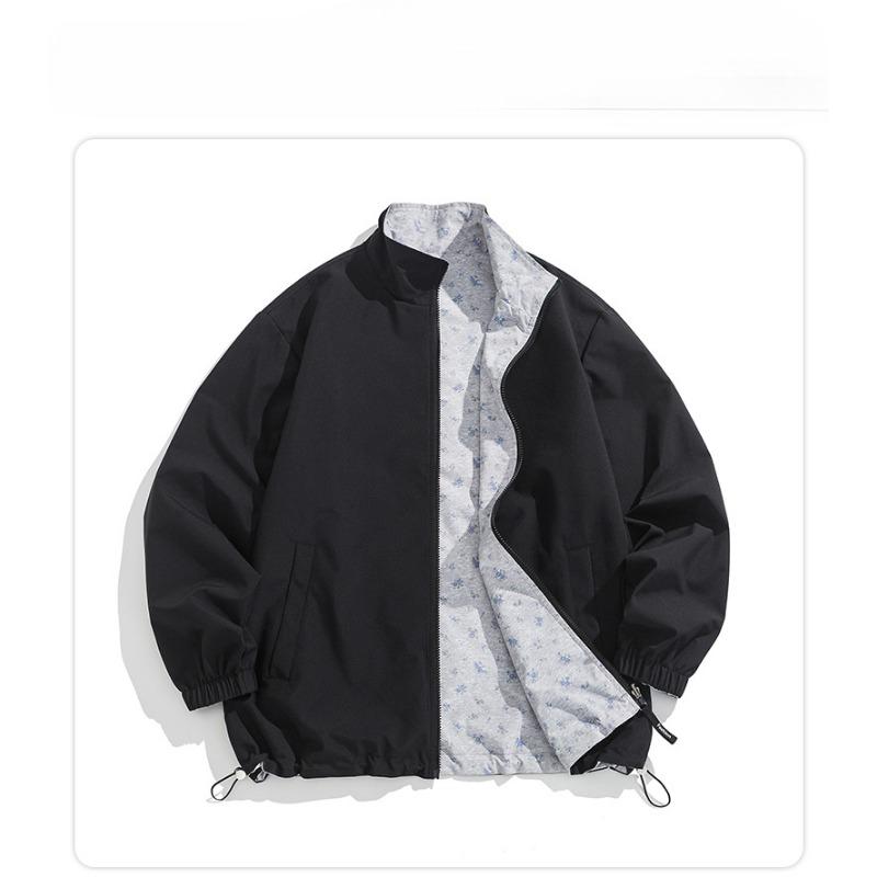 

Двухсторонняя куртка трендовая мужская осенняя новинка двухсторонняя одежда мелкий цветочный повседневный японский гонконгский стиль куртка трендовая L