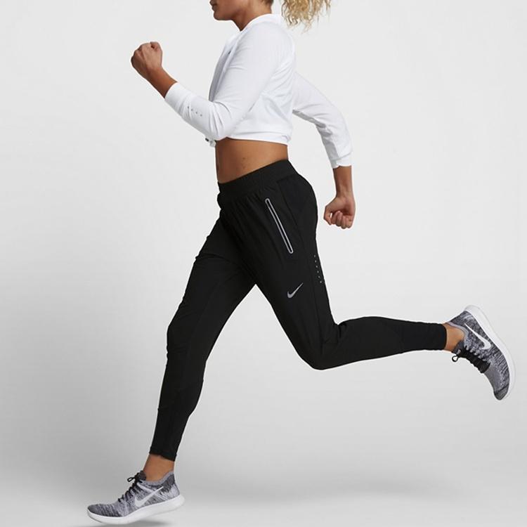 (WMNS) Nike Small Logo Elastic Waistband Running Sports Long Pants Black Women's 885259-010