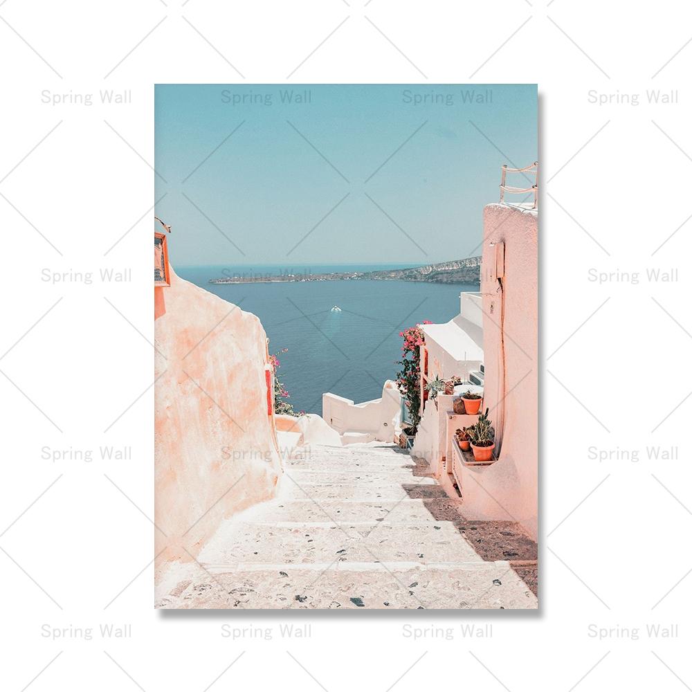 

Греция Санторини постер с принтом в стиле бохо, румяна, средиземноморские цветы, холст, картина, минималистичный современный настенный художественный декор для гостиной, дома 21x30cm No Framed
