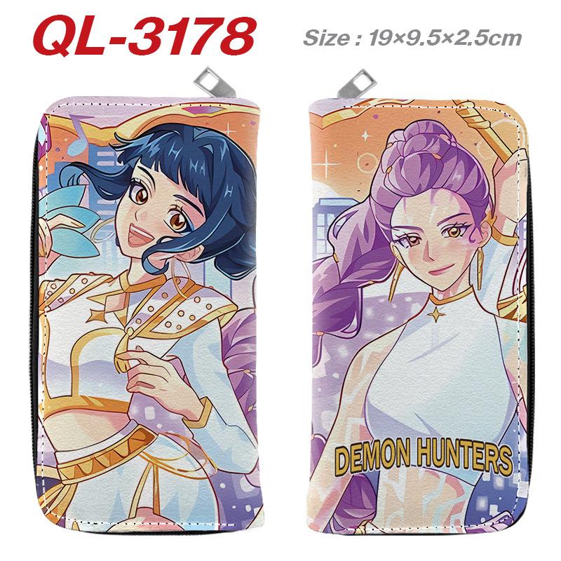 Portafoglio Lungo con Zip KPop Demon Hunters in Pelle PU Portamonete Cartone Animato per Donna Porta Carte Multipli Rosa