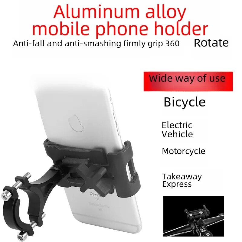 Aluminum Alloy Bicycle Phone Holder Electric Car Bracket Navigation Motorcycle Riding Accessories Lightweight Portable Design