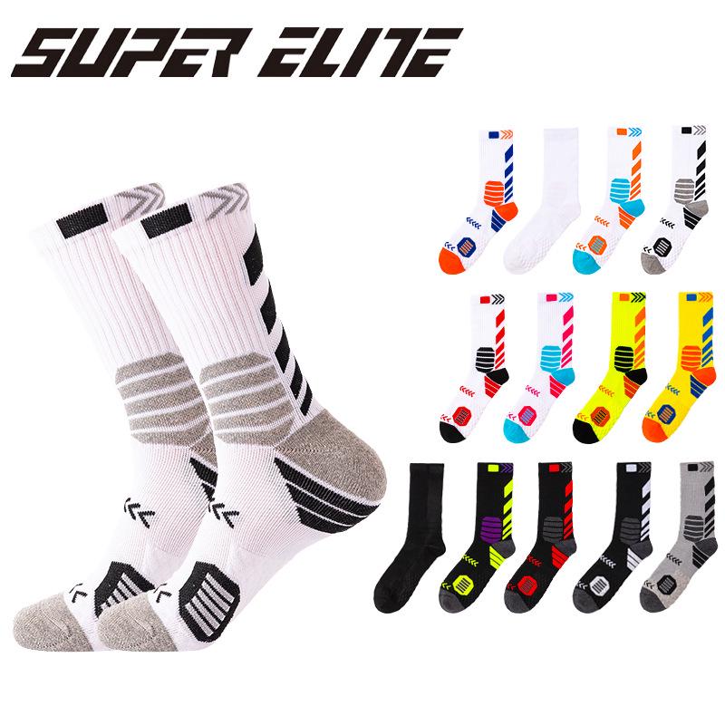 Men's Elite Trendy Colorblock Basketball Socks - Sweat-Absorbent, Breathable, Terry Bottom Sports Socks