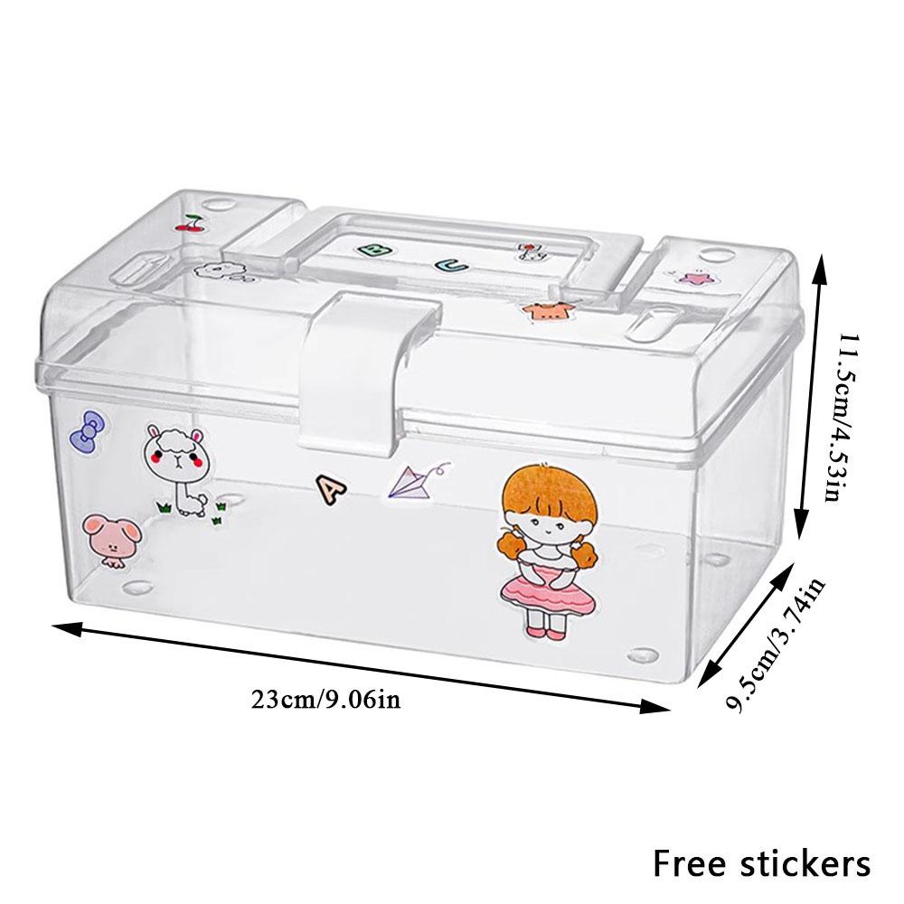 Transparent Plastic Storage Box Medical Boxs Organizer Stationery Mask Large-Capacity Portable Durable Container Box Household