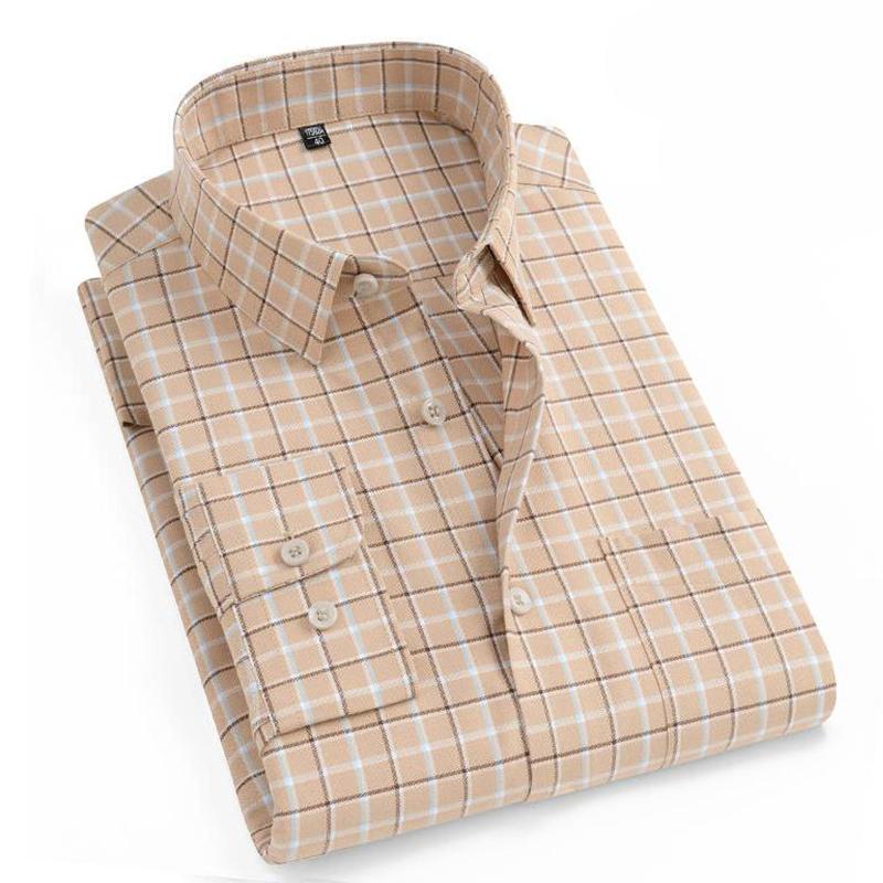 

Men s Shirt Long Sleeve 100% Pure Cotton Oxford Dress Shirts Striped Regular Fit Casual Soft Male Blouse Clothing 11XL 10XL 9XL 54