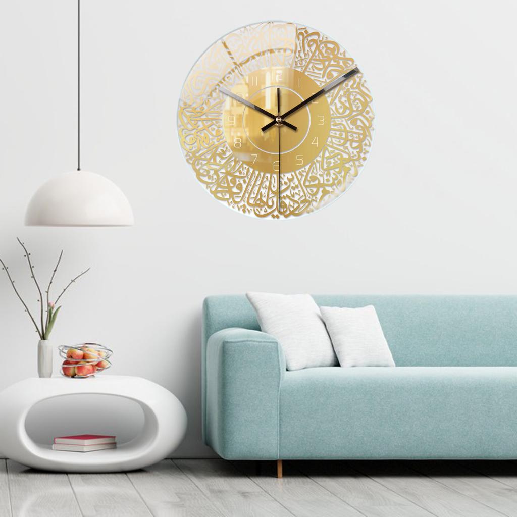 Acrylic Islamic Wall Clock 30cm Muslim Non-Ticking Battery Operated Seconds