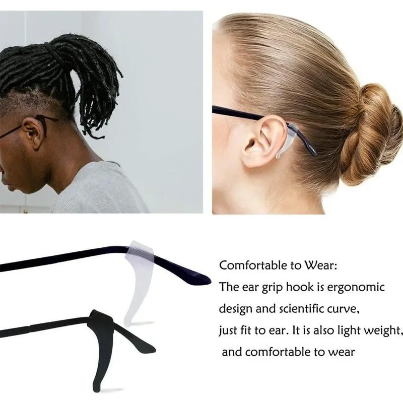 40Pcs Silicone Anti-slip Ear Hooks for Glasses Black Transparent Elastic Eye Glasses Retainer Holders Eyewear Accessories