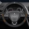 Car Suede Carbon fiber Leather Steering Wheel Cover For Mitsubishi Outlander Pajero Asx Lancer EX Evolution L200 Triton RALLIART MK3