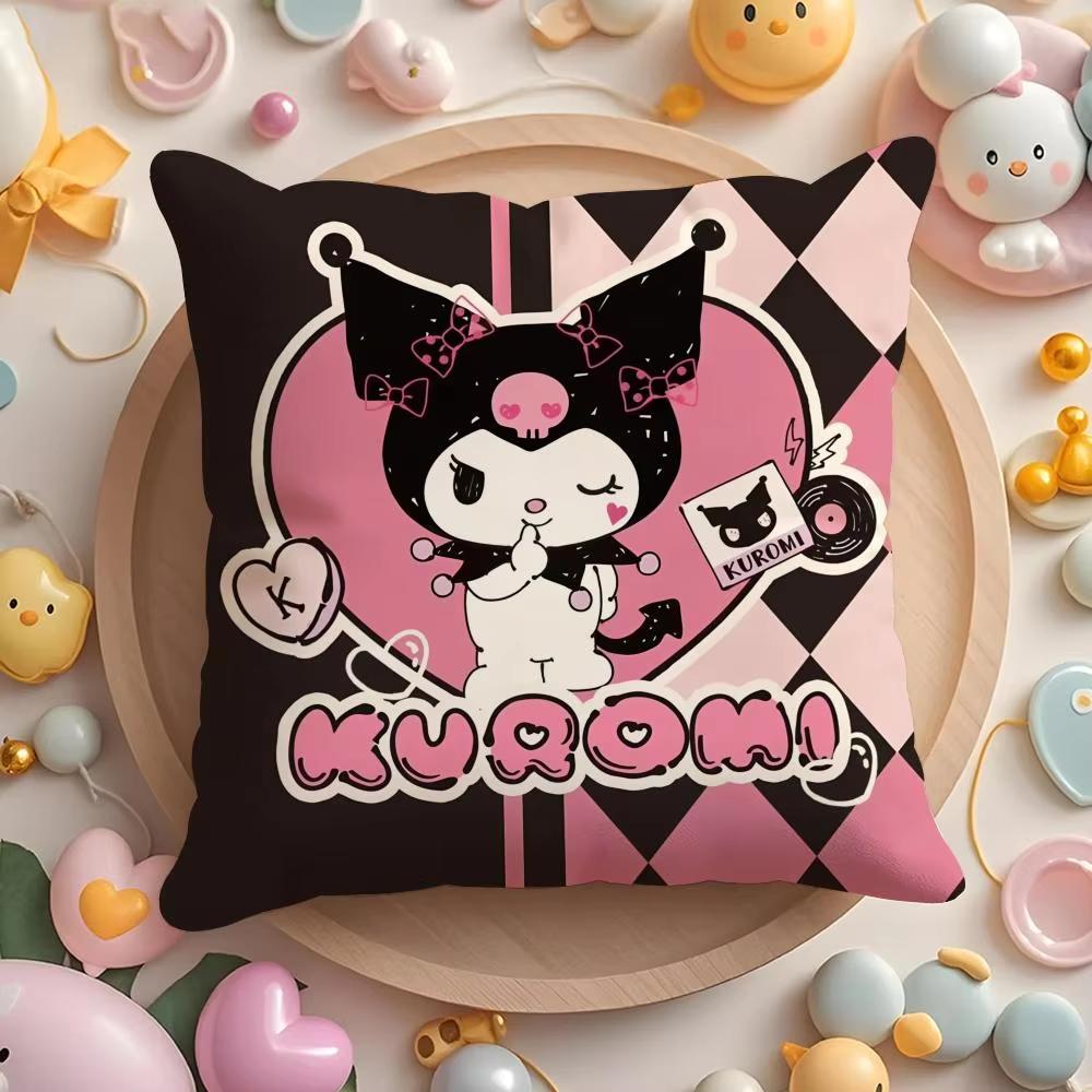 Sanrio Cartoon Purple Kuromis Pillow Covers Decorative Home Doublesided Print Square Pillow Living Room Decoration Pillowcase