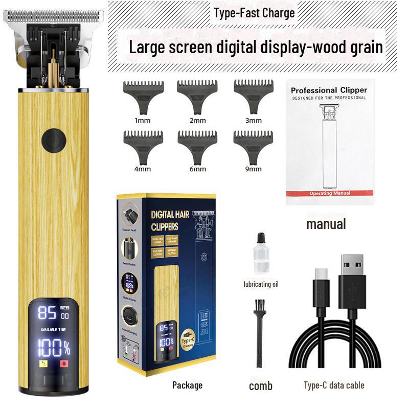 Rechargeable Electric Men's Hair Clipper: Waterproof, Special Carving Design