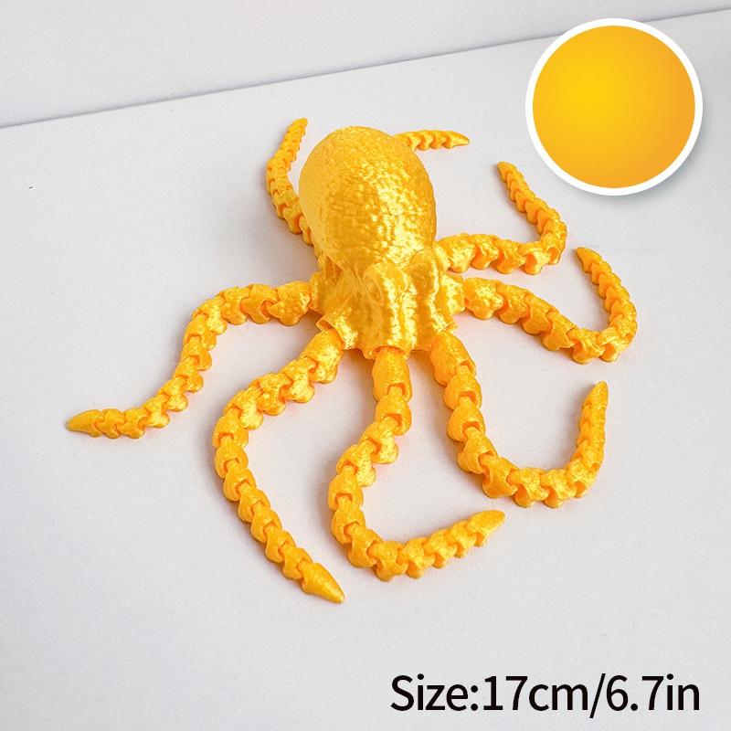 17cm 3D Printed Octopus Figurine with Flexible Joints Mini Octopus Model Full Body Movable Tentacle Fish Tank Landscape Ornament