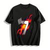 Flame Number 7 Racing Print Casual Motorsport Style Tee Pure Cotton T-shirt