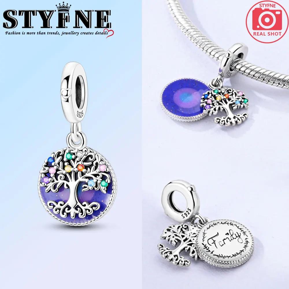 Anniversary Copper Blue Life Tree Evil Eye Sun Round Charms Pendants Fit Original Bracelets Diy Jewelry