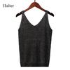Halter Women Summer Sexy V-neck Slim Bright Silk Knit Vest Wearing Sleeveless Bottom Top Trend Fresh Multi-color T-shirt