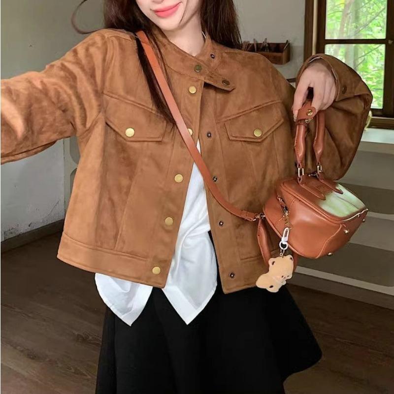 

Куртки женские короткие топы для миниатюрных новые осенние куртки в стиле ретро от American, шикарные топы XL