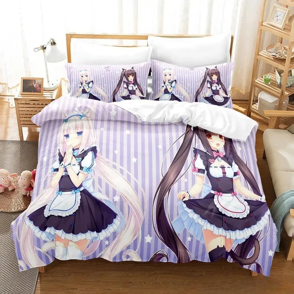 

3D Print Anime Kawaii Girls Nekopara Комплект постільної білизни Single Twin Full Queen King Size Bed Set Adult Kid Bedroom Complet Sets 70x133cm 2pcs