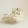 Bed with Bedding Vintage Miniature Metal Ornate Furniture for Collectors,