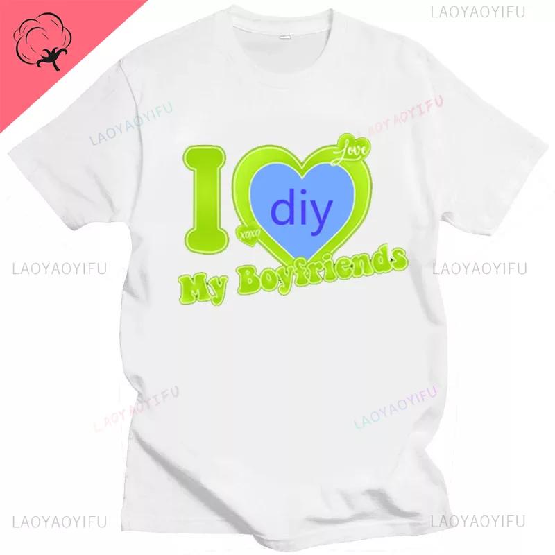 DIY CUSTOMIZE Printed Streetwear Couple T-shirt I Love My Boyfriend Girlfriend Customize Picture Cotton Tshirt Women Men Tops
