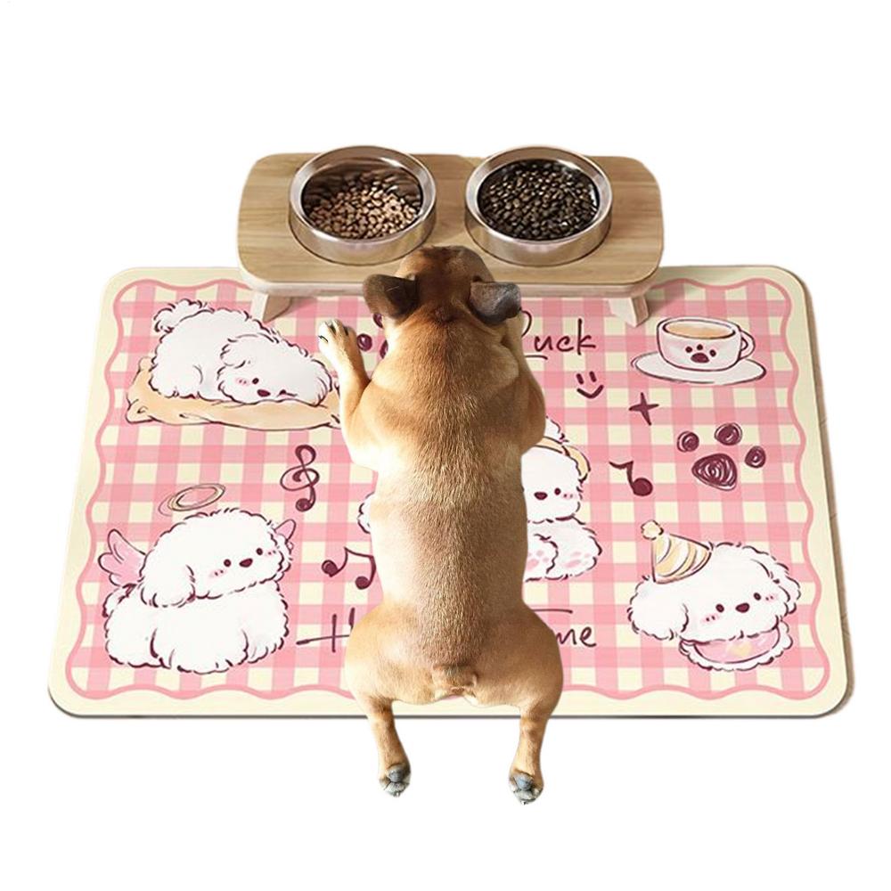 Pet Food Mat Dog Cat Water Bowl Mats 11.8x15.8 Inch Absorbent Quick Drying Non-slip Placemat Pad For Indoor Floors Room