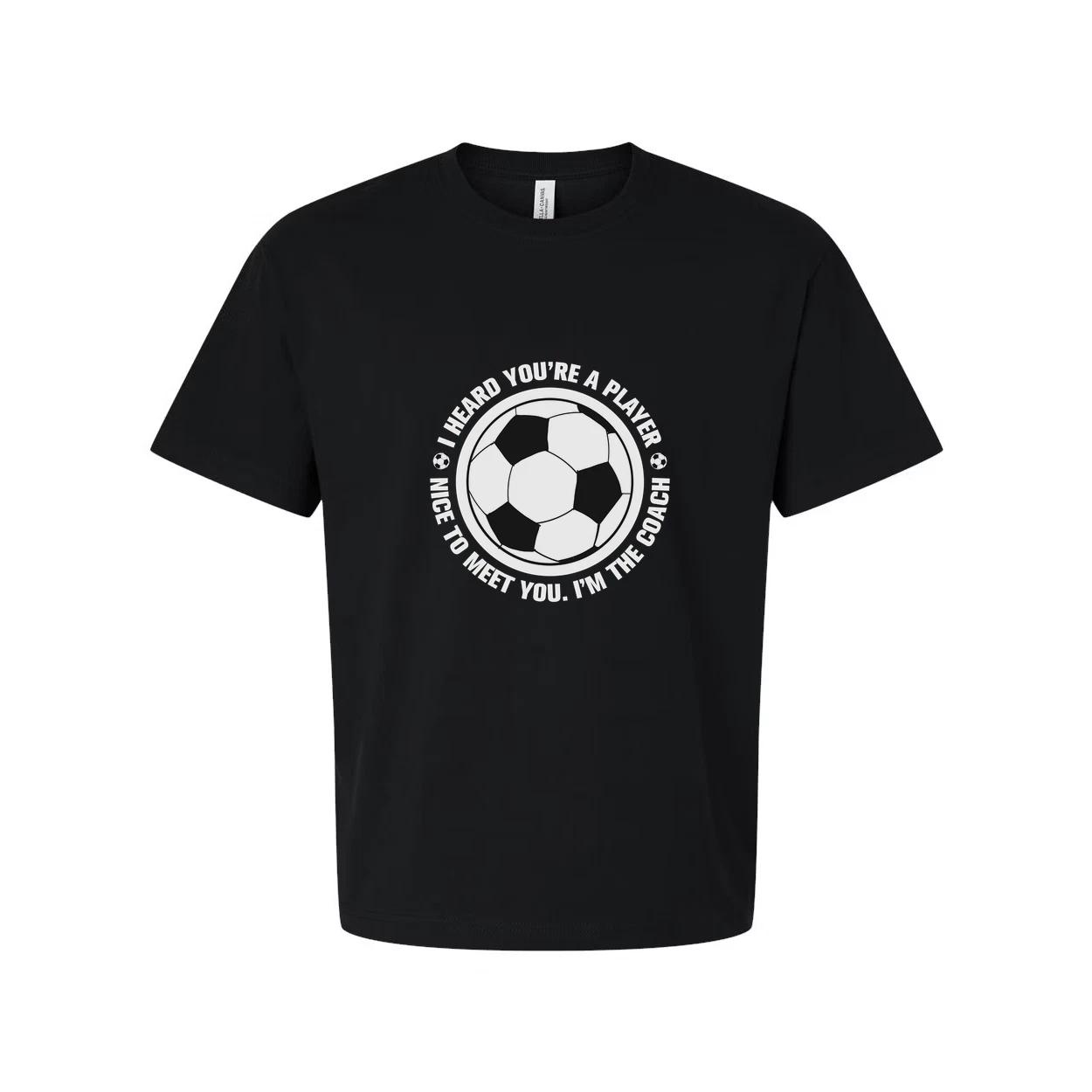 Unisex Soccer Coach T Shirt With Circular Soccer Ball Graphic And Sarcastic Quot L