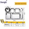 Shengjia 304 Edelstahl 6-Fächer Kantinen-Essgeschirr-Set