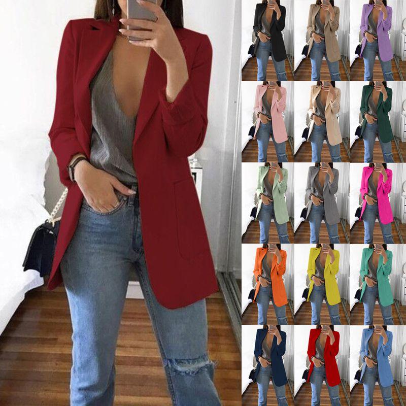 Stylish Women's Blazer Slim Fit Work Ol Jacket Long Sleeve Plus Size Coat For Office Wear