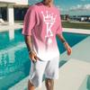 Men Summer Tracksuit 2 Piece Sets The Crown King 3D Print Jogging Set Fashion Men's Oversized Beach Sportwear Outfits Suits 6XL