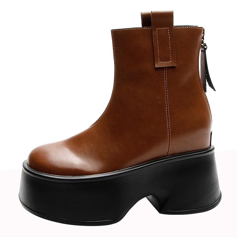 Thick-soled Martin Boots for Women In the Autumn and Winter of 2025, the New Super High Heel Height Increase of 11 Cm, Solid Color Fashion Boots Ar