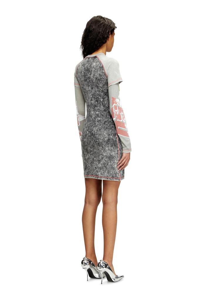 Diesel Mini Dress A166330SLBB L Black X Ivory 900A Women's D-BUXT-Q1
