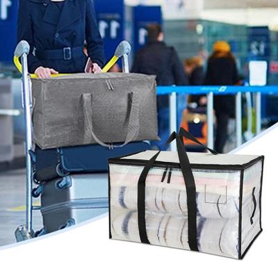 Große Kapazität, bewegliche, durchsichtige Tasche, tragbarer Griff, Reißverschluss, strapazierfähig, faltbar, multifunktional, Quiltdecke, Aufbewahrungsorganisator, Reisetasche