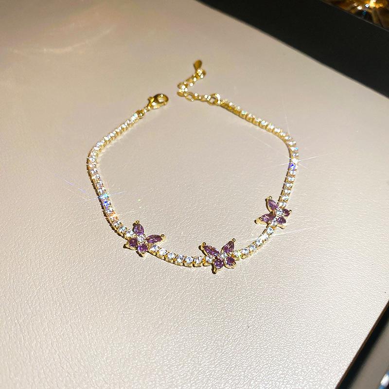 Zircon Round Geometric Flower Bracelet Vintage Style Bracelet Light Luxury High-End Hand Jewelry For Women