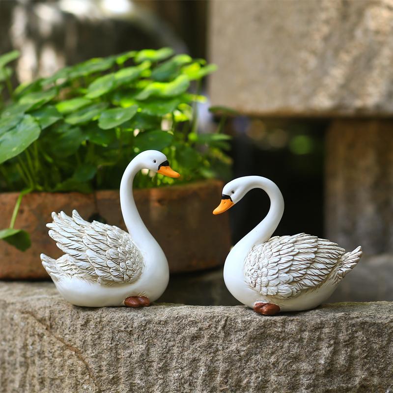 Simulation Animal Resin Crafts Ornaments Swan Statue Garden Outdoor Pond Animal Figures  Home Decoration Accessories Plant Pots