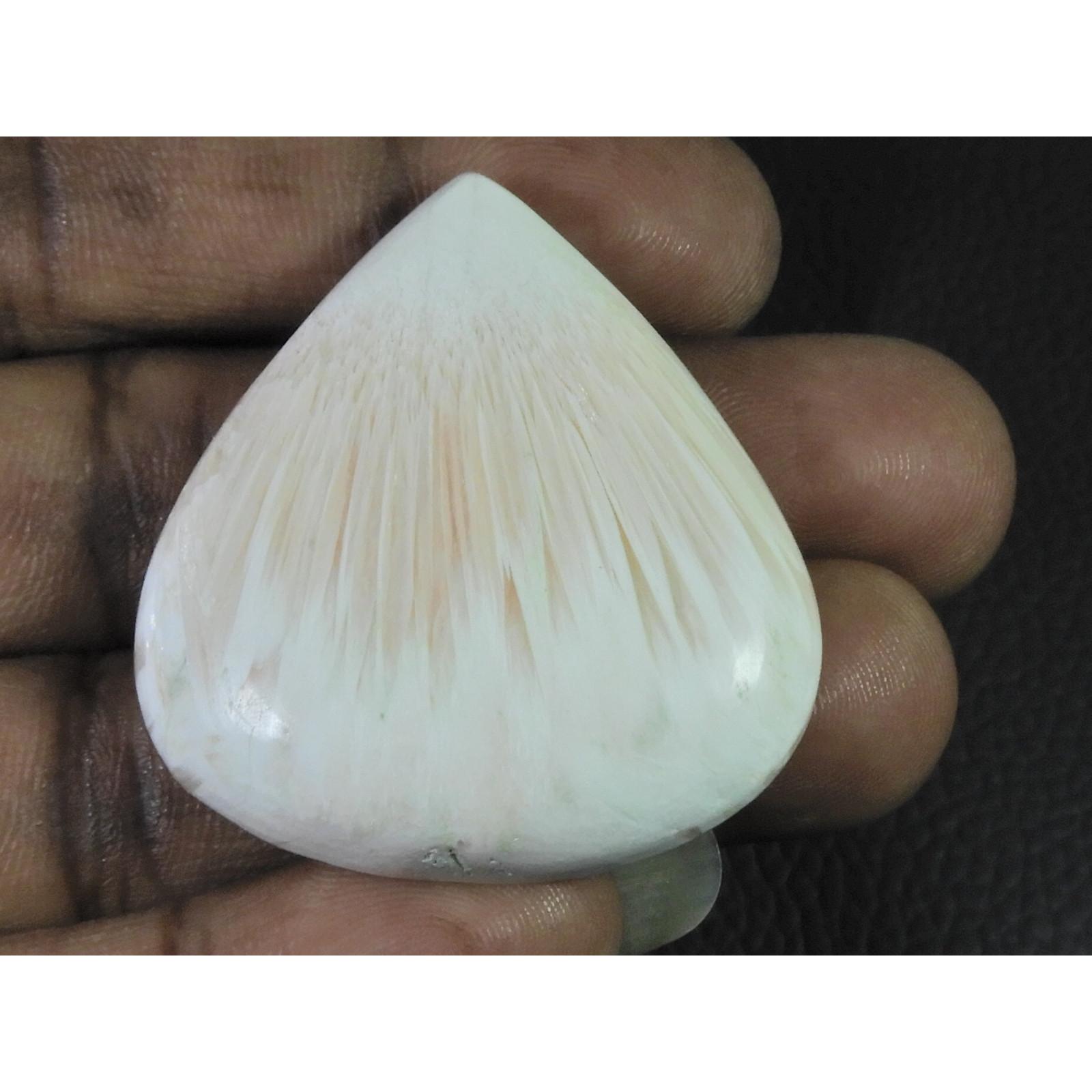 40X43X09 MM Natural Scolecite Pear Shape Cabochon Loose Gemstone 93Cts. B-288