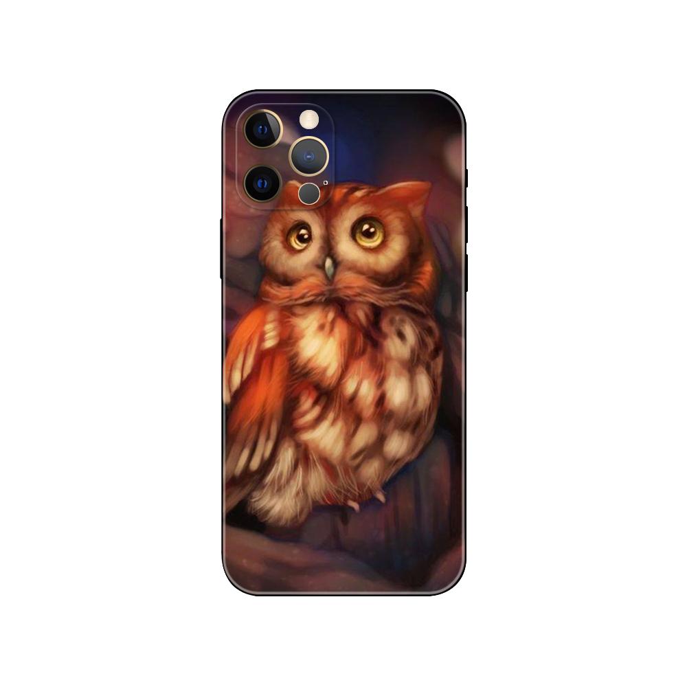 Animal Owl Phone Case for Iphone 5 5s 2020se 6 6s 7 8 Plus X 10 XR XS 11 12 13 Mini Pro MAX Black Tpu Back Cover