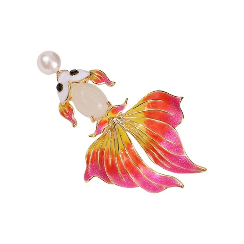 Adorable Enamel Goldfish Brooch Alloy Lapel Pin Stylish Jewelry Accessories for Women Hats Bags Jackets Fashion Gift