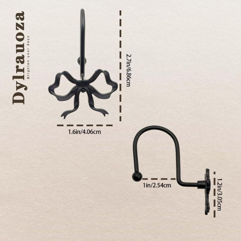 Stylish Bowknot Design Metal Bathroom Curtain Hook with Roller Beads and Rustproof Coating for Glidings