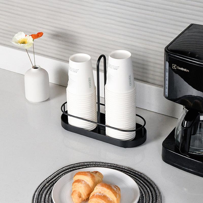 

Paper Cup Holder Double Slot Countertop Disposable Cup Organizer Storage Rack White