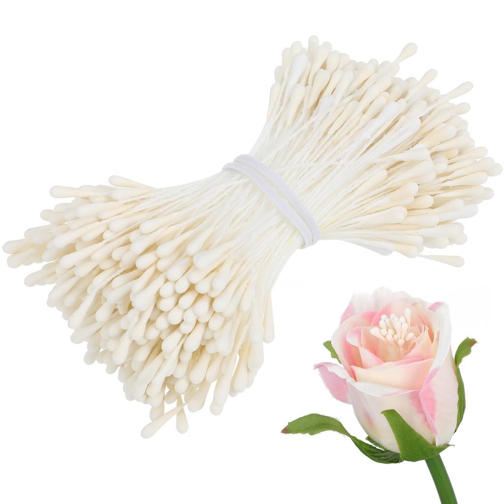 400Pcs Artificial Pearl Stamens Double Ended Vivid Floral Buds for DIY Flower Making and Party Favor Decorations