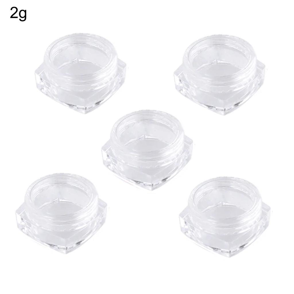 5PCS 2g 3g Empty Small Colorful Covers Clear Plastic Cosmetic Pot Jars with Lids for Face Cream Lip Balm Containers Travel