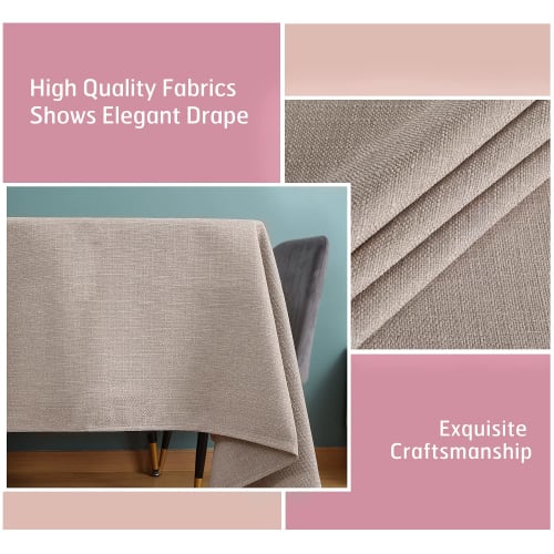 SEASHORE TREE Tablecloth, Stylish, 140x180cm, Linen-like, Dining Table Mat, Table Protection, Water-Repellent, Waterproof, Thick, Solid White, Washabl