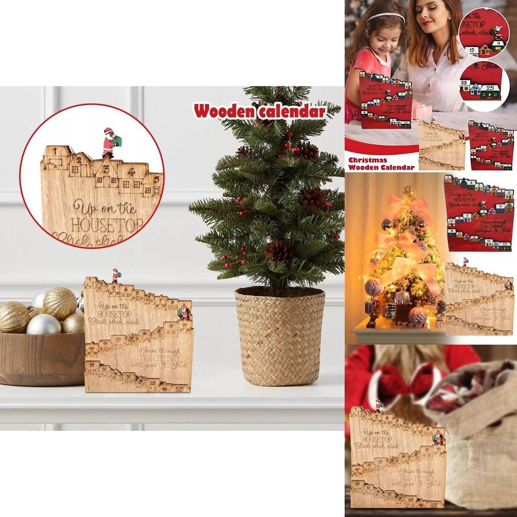 Christmas Countdown Calendar Ornaments Santa Castle Desktop Decoration Crafts