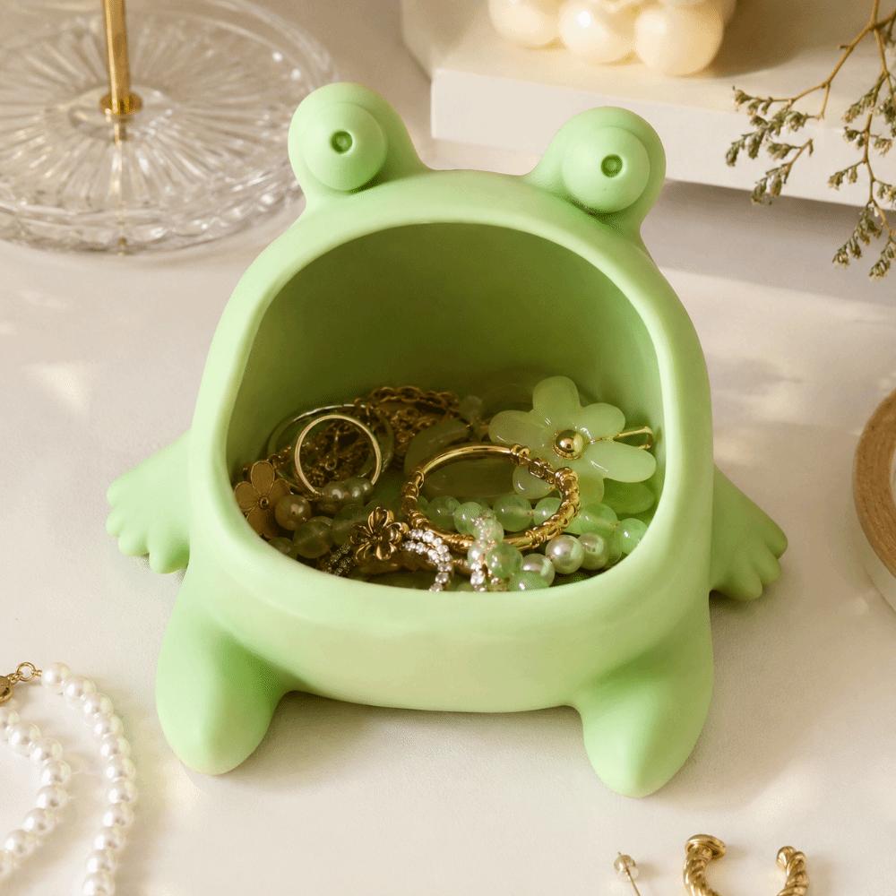 Caja de Almacenamiento Rana Boca Grande Adornos Soporte para Anillos Plato Creativo para Joyería Bandeja Regalo