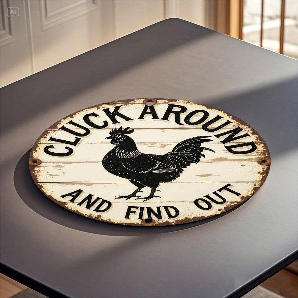 Vintage Rooster Metal Sign Rustic Farmhouse Wall Decor Retro Country Garden Plaque Indoor Outdoor Home Art