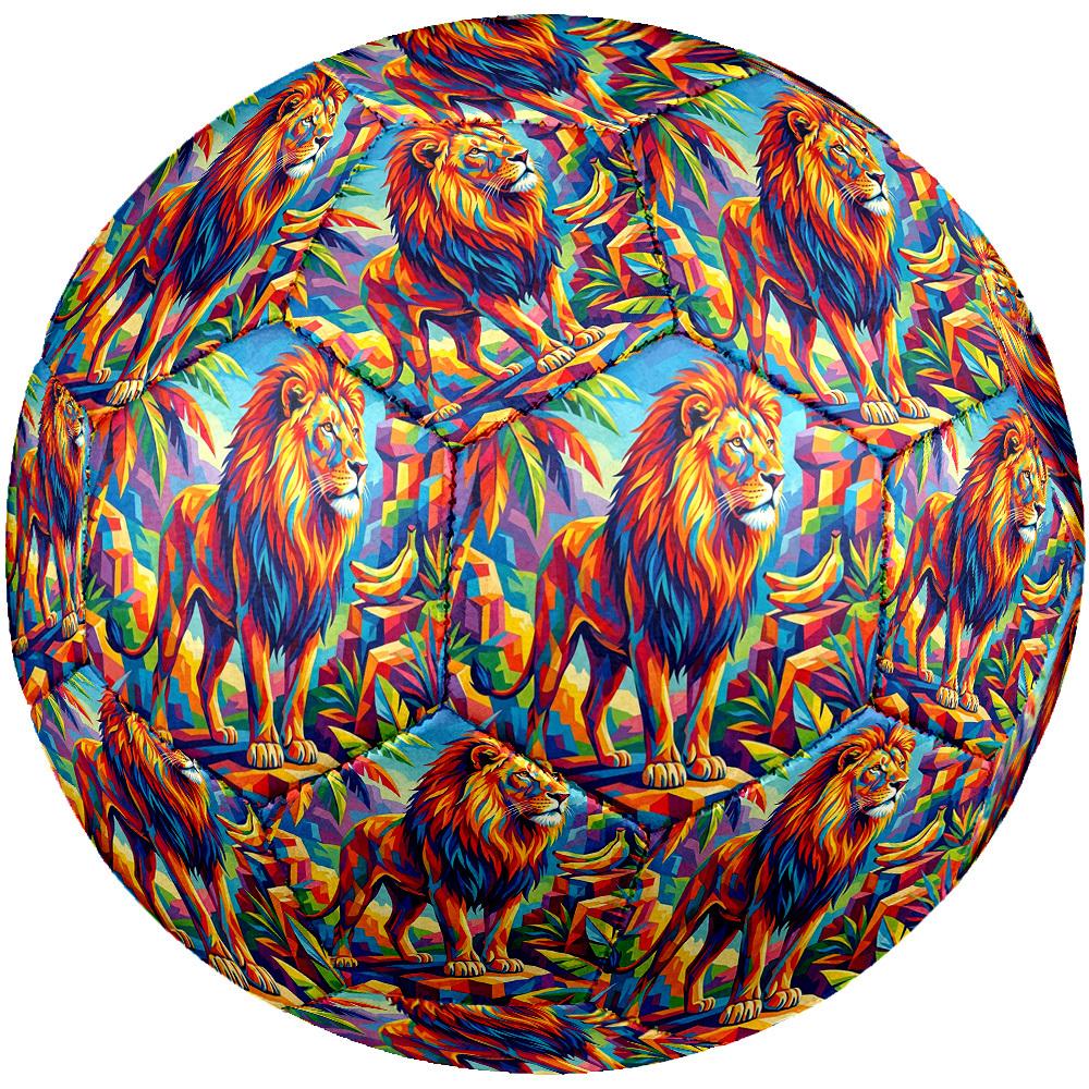 1pc Lion Jungle Theme Soccer Ball Football, Size 5, Lightweight PVC, Outdoor Training Soccer Ball,Sports Gift t61496