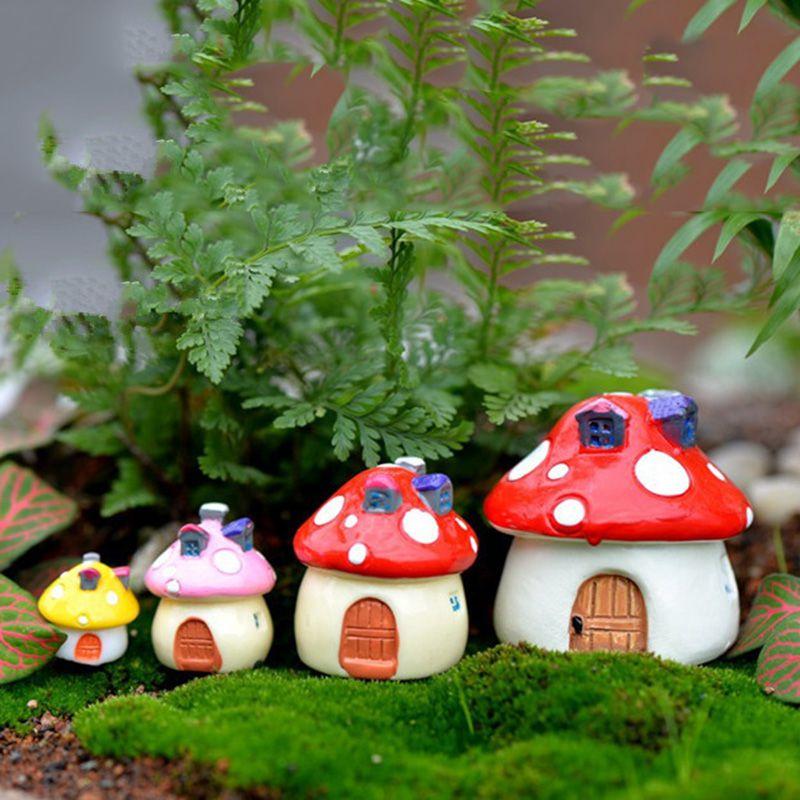 Diy Resin Mushroom House Castle Garden Craft Decor Miniature Micro Art Landscape