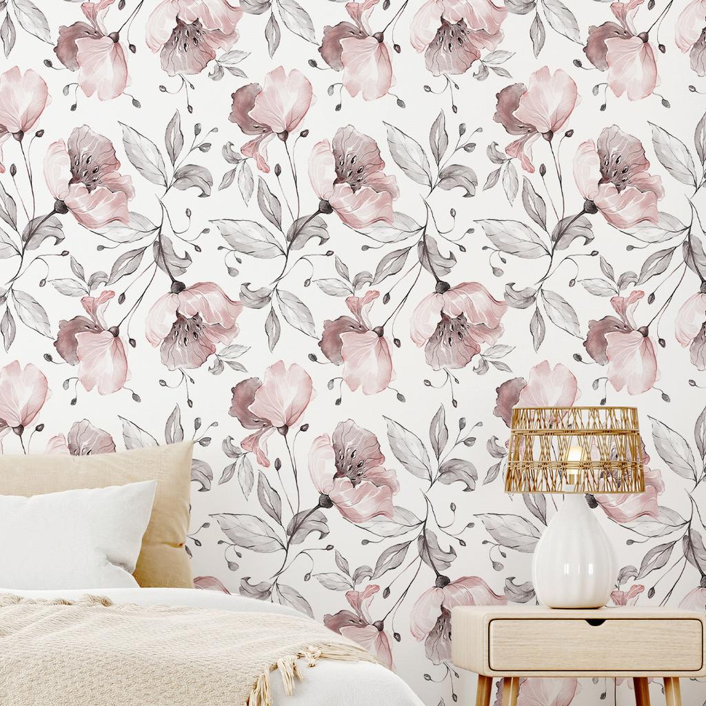 Thickened Wallpaper Self-Adhesive High-End Wall Decoration Flower Green Plant Wall Sticker Room Decoration