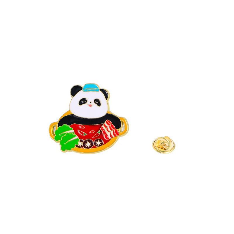 Chinese style panda brooch cute animal bag badge clothing bag accessories bamboo giant panda chain collar pin