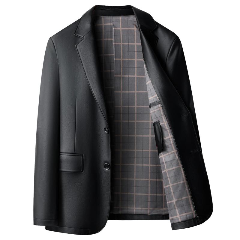 Genuine Leather Jacket Men's Sheepskin Suit Young and Middle-aged Leather Suit Thin Casual Leather Jacket Leather Suit