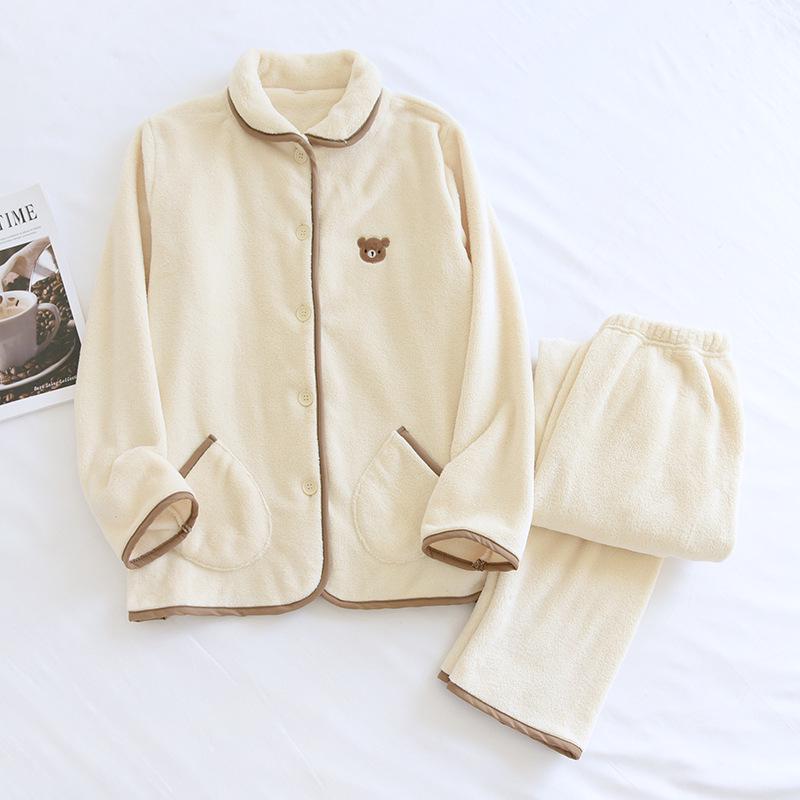Cozy Autumn/Winter Fleece Pajama Set for Couples – Warm, Loose, and Suitable for Outdoor Wear